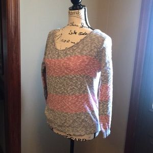 Pink Rose Pink & Grey Striped Sweater